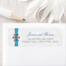 Diamante Snowflake & Blue Ribbon Winter Wedding