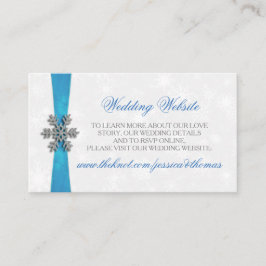 Diamante Snowflake & Blue Ribbon Winter Wedding Begleitkarte
