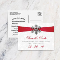 Diamante Snowflake & Red Ribbon Winter Wedding