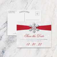Diamante Snowflake & Red Ribbon Winter Wedding