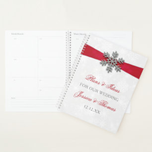 Diamante Snowflake & Red Ribbon Winter Wedding Planer