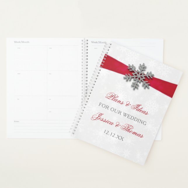 Diamante Snowflake & Red Ribbon Winter Wedding Planer (Anzeige)