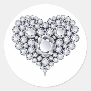 Diamanten auf Edelsteinen des Schwarzen Herzens Runder Aufkleber
