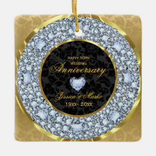 Diamanten, Black & Gold Damask 50 Jahre Keramikornament