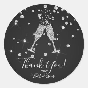 Diamanten Champagner Toast Feier Elegantes Geschen Runder Aufkleber