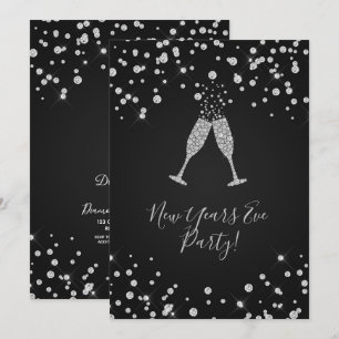 Diamanten Champagner Toast Modern Silvester Einladung