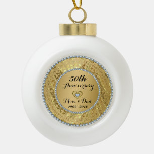 Diamanten & Gold 250. Hochzeitstag Keramik Kugel-Ornament