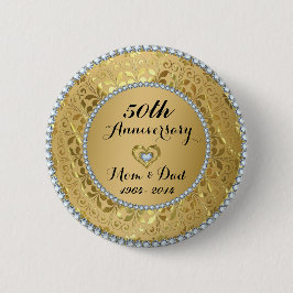 Diamanten & Gold 50. Hochzeitstag Button