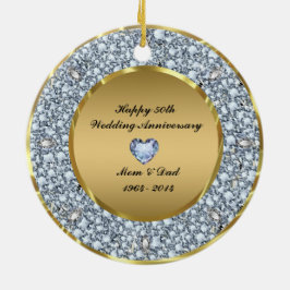 Diamanten & Gold 50. Hochzeitstag Keramik Ornament