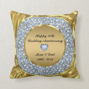 Diamanten & Gold 50. Hochzeitstag Kissen