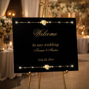 Diamanten Gold und Glitter Hochzeitsposter Poster