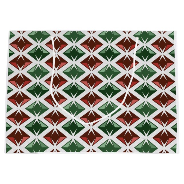 Diamanten Graphic Pattern Green red Große Geschenktüte (Vorderseite)