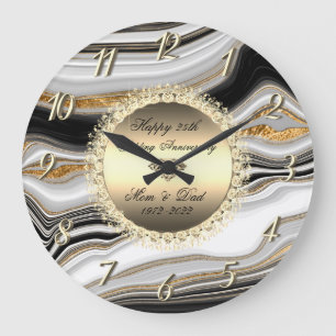 Diamanten Marmor 50. Hochzeitstag Große Wanduhr