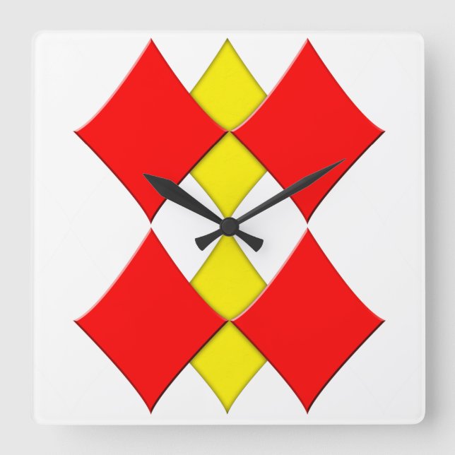 Diamanten Quadratische Wanduhr (Vorderseite)