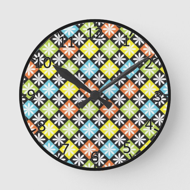 Diamanten-Raute Runde Wanduhr (Vorderseite)