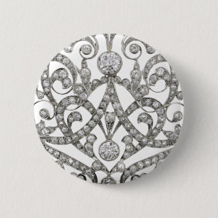 Diamanten Rhinestone Vintage Kostüm-Schmuck Brosch Button