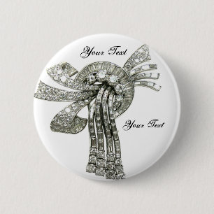 Diamanten Rhinestone Vintage Kostüm-Schmuck +Name Button