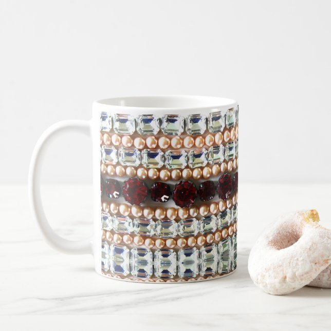 Diamanten-Rhinestones-Rubies-Garnelenperlen Tasse (Mit Donut)