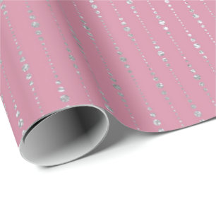 Diamanten Rosa Silberstreifen Punkte fallen Vip Geschenkpapier