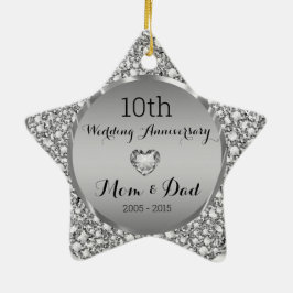 Diamanten & Silber 10. Hochzeitstag 2 Keramik Ornament
