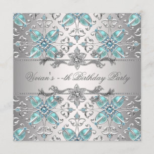 Diamanten Silber Blau All Anlass Party-Einladung Einladung