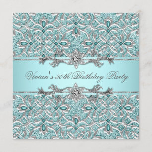 Diamanten Silber Blau All Anlass Party-Einladung Einladung