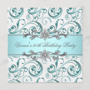 Diamanten Silber Blau Anlass Party Einladung