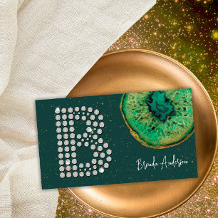Diamanten-Smaragd-Achat-Initiale B-Letter-Monogram Visitenkarte