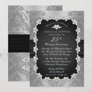 Diamanten   Spitze 25. Hochzeitstag Einladung