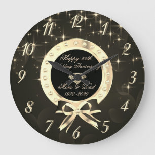 Diamanten Sterne Bogen 50. Hochzeitstag Große Wanduhr