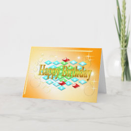 Diamanten Sternenblasen in Gold und orange Geburts Karte