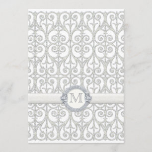 Diamanten u. Spitze, mit Monogramm Menükarte