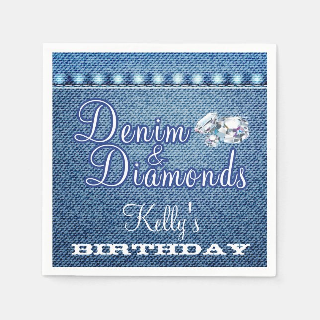 Diamanten und Denim-Party, Custom Napkins Serviette (Vorderseite)