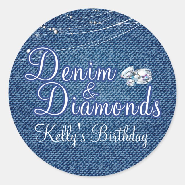 Diamanten und Denim Party Stickers (Vorderseite)