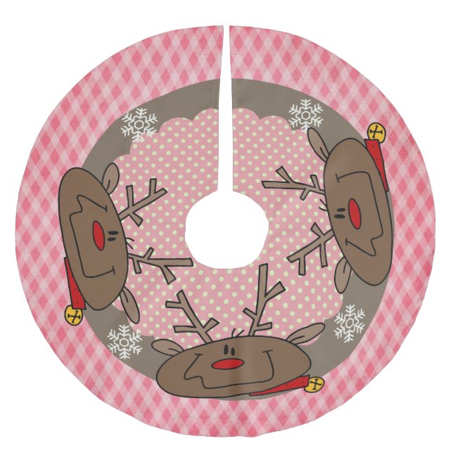 Diamanten und Dots-Rentierfels Polyester Weihnachtsbaumdecke (Vorderseite)