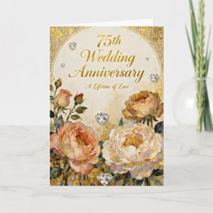 Diamanten und Gold 75. Hochzeitstag Karte