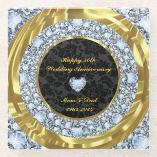 Diamanten und goldene Ringe. Glasuntersetzer