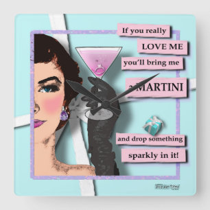 Diamanten und Martinis Wall Clock Quadratische Wanduhr
