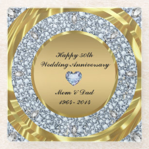 Diamanten und metallisches Gold Glasuntersetzer