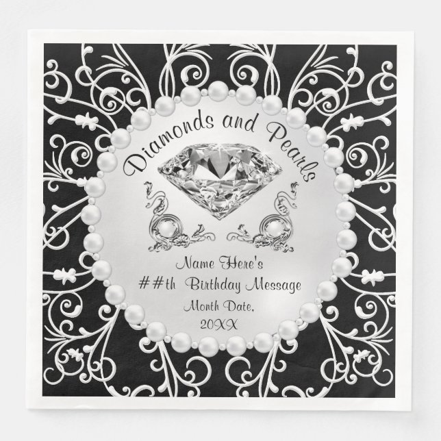 Diamanten und Perlen Party Thema Napkins Serviette (Vorderseite)