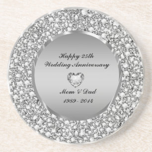 Diamanten und Silber zum 25. Hochzeitstag Untersetzer