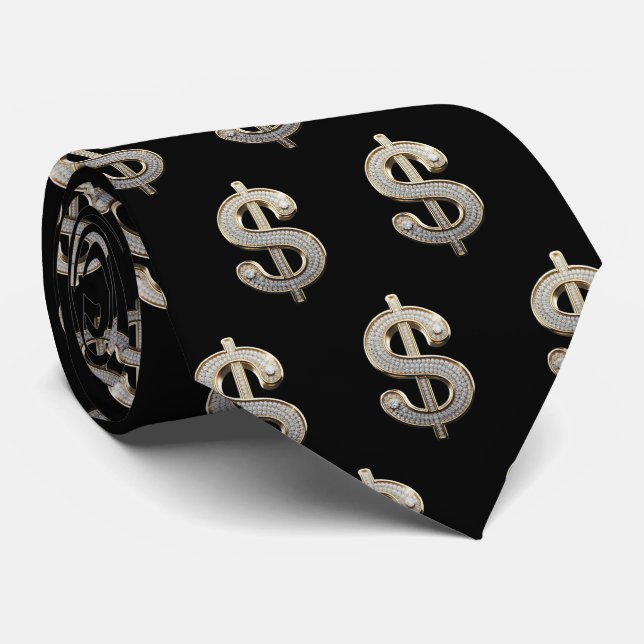 Diamanten und Silver-Dollar-Zeichen Krawatte (Gerollt)