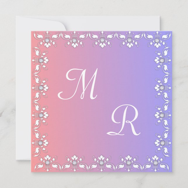 Diamanten und weiße Hochzeit Einladung (Vorderseite)