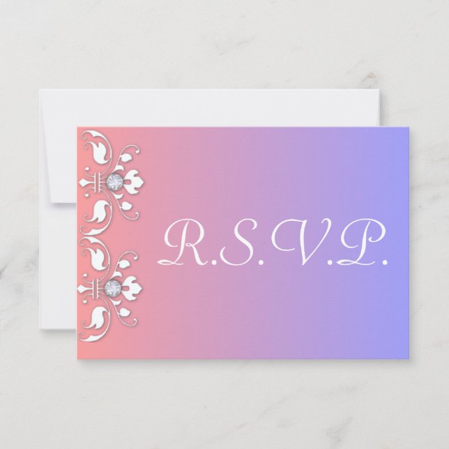 Diamanten und weiße Hochzeit RSVP Karte (Vorderseite)