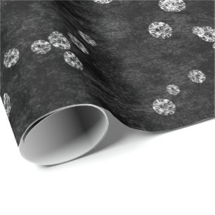 Diamantenconfetti-Schwarz-weißer Samt elegant Geschenkpapier
