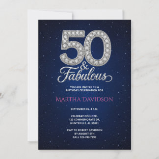 Diamantene 50 und fantastischer Geburtstag Einladung