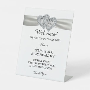 Diamantene Herzen Weiße Band Hochzeitssicherheit Sockelschild