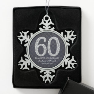 Diamantene Hochzeit 60. Jahrestag Schneeflocken Zinn-Ornament