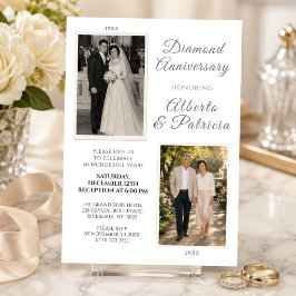Diamantene Hochzeit Dann & Jetzt Foto-Hochzeit Einladung