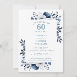 Diamantene Hochzeit Monogramm Floral  Einladung